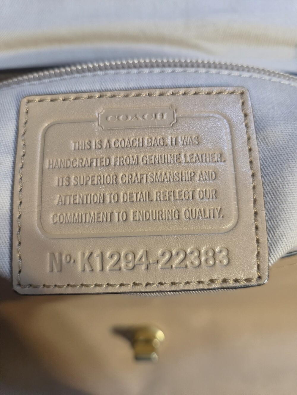 Coach Legacy Romy Pebbled Leather Shoulder Bag in Camel Beige with Flaw. - Picture 2 of 14